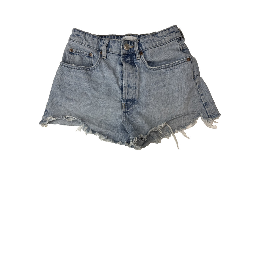 Zara Cut-Off Shorts Grunge Beach High Rise Blue Button-Fly 3" Inseam Festival4